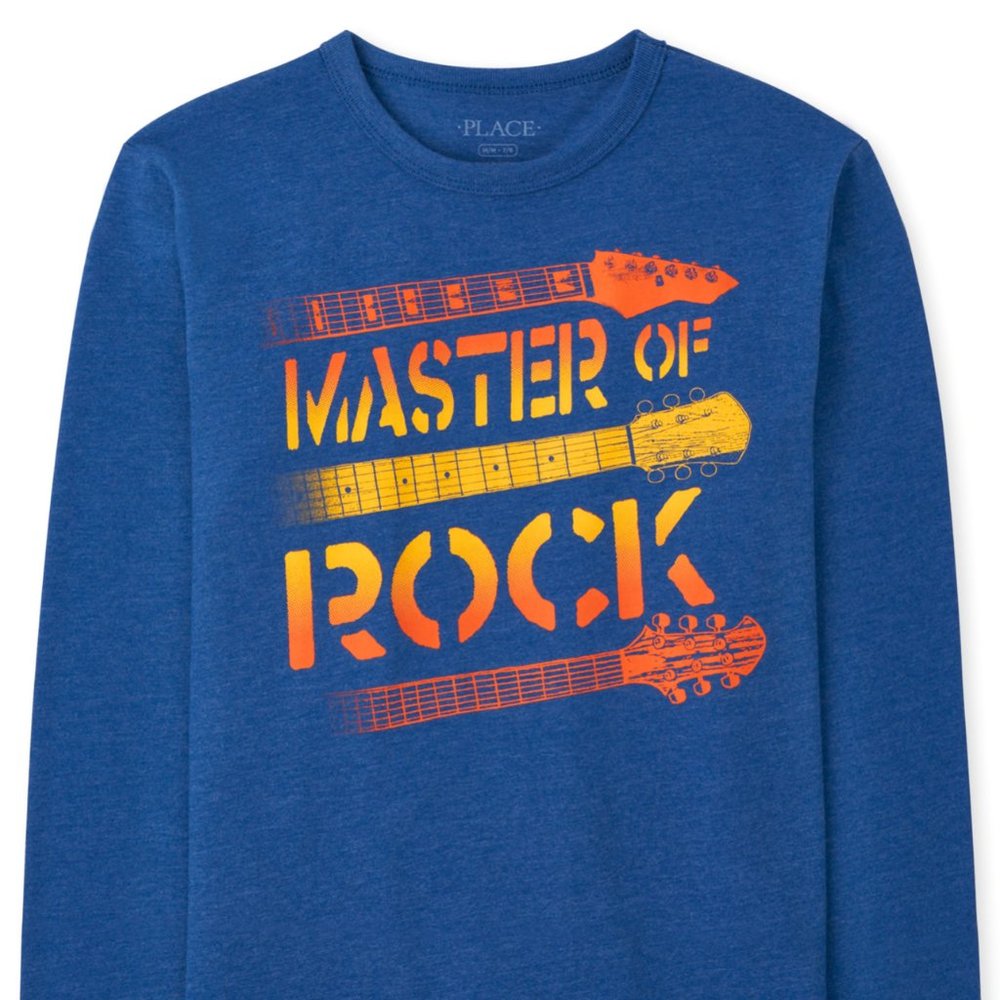 The Childrens Place Boys Rock Graphic Tee-Long Sleeve-Medium (7/8) NWT